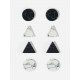 Elegant geometric earring, marbled pattern, 4 pairs